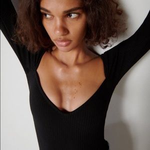 BNWT Zara black sweetheart neckline bodysuit